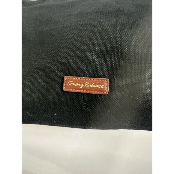 Tommy Bahama Black Linen Crossbody Bag Beige Outer Pocket Shoulder Bag Purse EUC - Picture 4 of 14